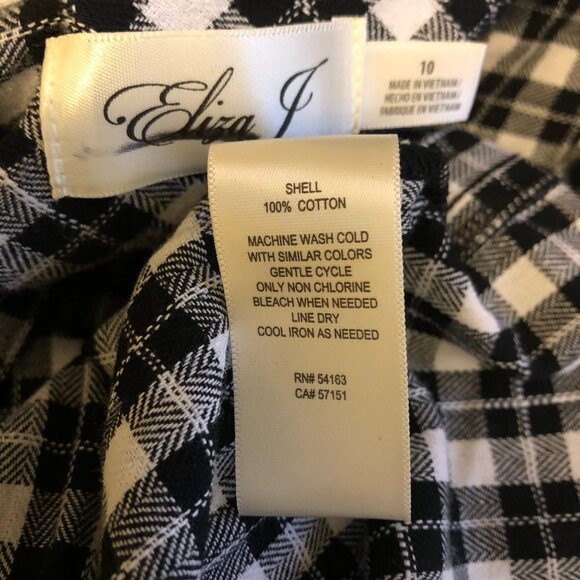 NWT ELIZA J Black & White Plaid Flannel Boho Tiered Mini Dress 10 - Picture 4 of 4